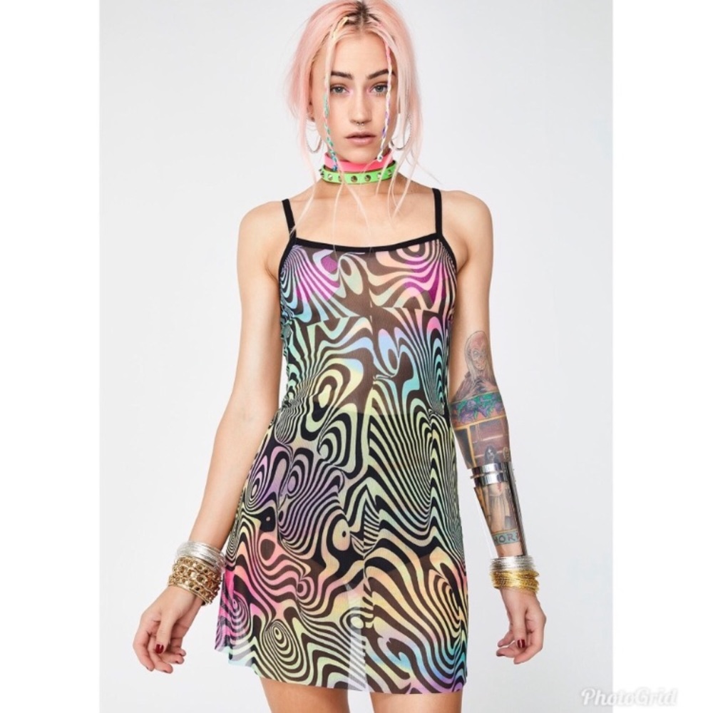 Current moody trippy mesh festival dress